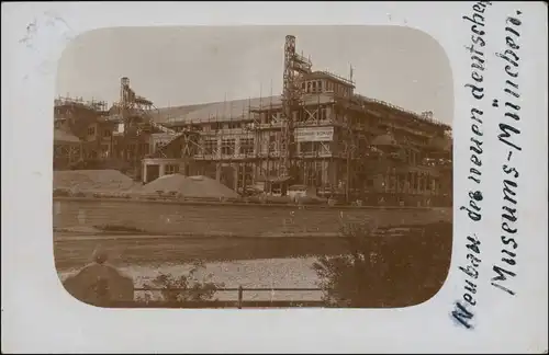 München Neubau des Deutschen Museums - Privatfotokarte 1913 Privatfoto 