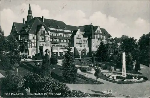 Postcard Bad Kudowa Kudowa-Zdrój Kurhotel Fürstenhof 1932 