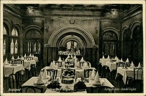 Postcard Budapest Rakoczi Ut 88 Restaurant Debreczen 1924 