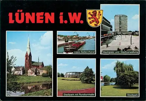 Lünen (Westfalen) Kirche, Markt, Stadtverwaltung, Stadtpark 751975