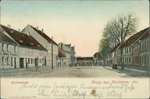 Postcard Neudamm (Neumark) Dębno Richtstraße Myśliborski (Kreis Soldin)   1903