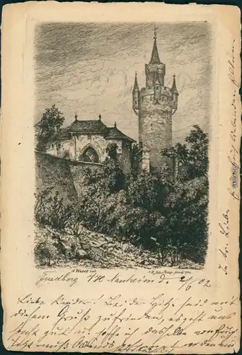 Ansichtskarte Friedberg (Hessen) Burg Friedberg mit Adolfsturm 1902 