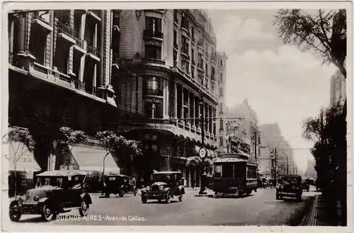 Postcard Buenos Aires Avenida Callao, Autos, Straßenbahn 1935 