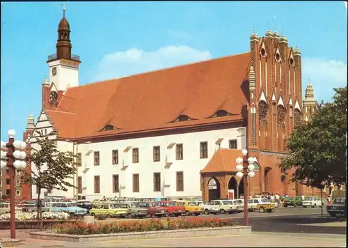 Frankfurt (Oder) Strassen Partie an der Kirche, DDR Postkarte color/1985 1985