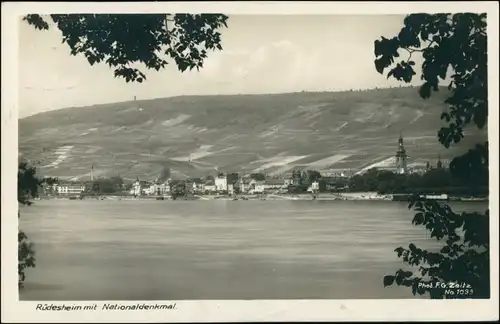 Rüdesheim (Rhein) National-Denkmal  Fernansicht, Blick über den Rhein 1931