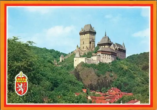 Karlstein Karlštejn státní hrad/Burg Karlštejn mit Wappen 1985