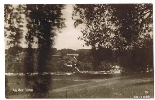 Foto Ansichtskarte An der Düna - Häuser Lettland Latvia Latvijas ca 1920