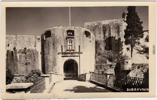 Foto Ansichtskarte Ragusa Dubrovnik Burgeingang/Stadtmauer 1930
