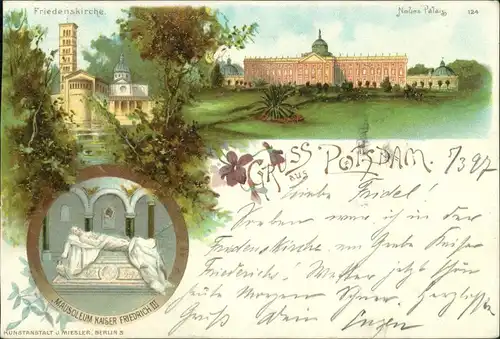 Litho AK Brandenburger Vorstadt-Potsdam Mausoleum Neues Palais (Sanssouci) 1897