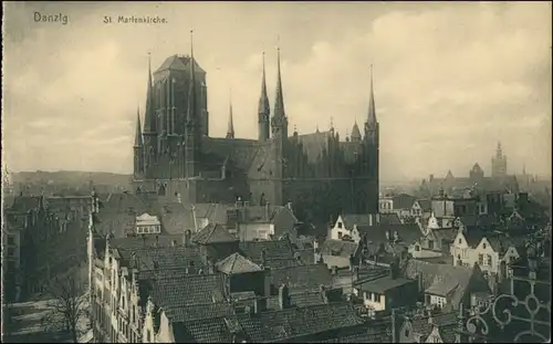 Postcard Danzig Gdańsk/Gduńsk Blick über die Dächer 1911