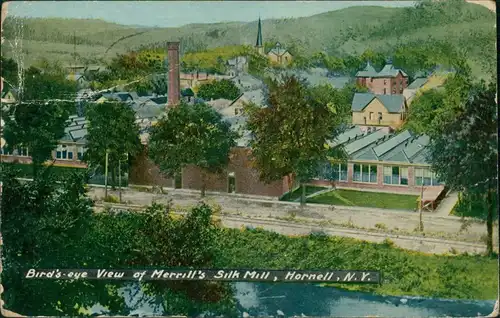 Hornell Bird`s eye view of Merrill`s Silk Mill/Fabrik und Mühlen Anlage 1912