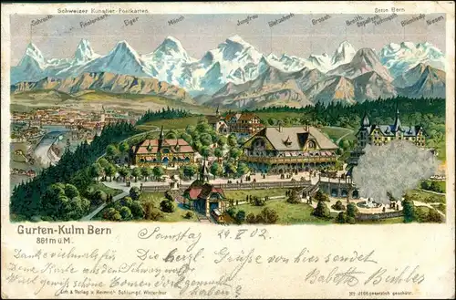 Ansichtskarte Bern Künstlerkarte Gurten Kulm 1902