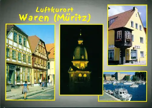 Ansichtskarte Waren (Müritz) Fachwerkhäuser, Kirche, Hafen 1995