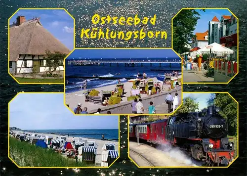 Ansichtskarte Kühlungsborn Strand, Seebrücke, Eisenbahn 2000