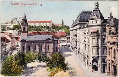 Zagreb Preradvicev trg. Straßenpartie Platz Ansichtskarte  1921