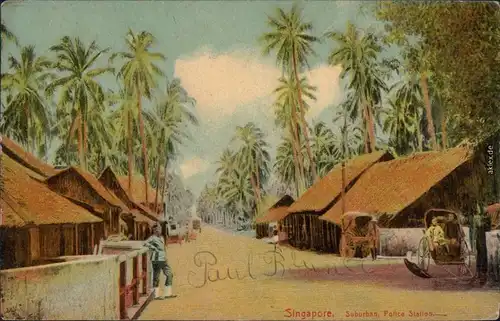 Singapur Suburban, Police Station Singapore
 : 新加坡共和国  Postcard 1913