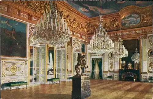 Chiemsee Ochsenaugensaal, Kronleuchter, Innen-Einrichtung, Castle Postcard 1920