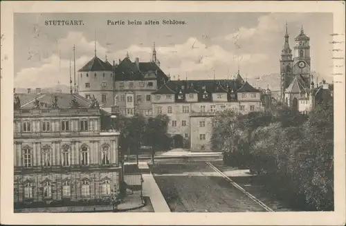 Ansichtskarte Stuttgart Partie am Alten Schloss 1912