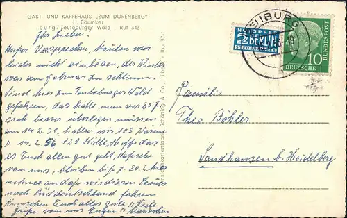 .Nordrhein-Westfalen Teutoburger Wald IBURG DÖRENBERG Mehrbild-AK 1955   AK gelaufen mit Stempel IBURG