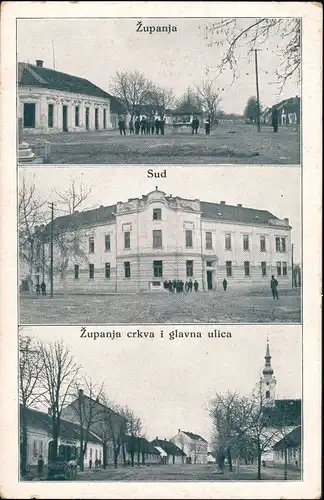 Postcard Županja Zsupanya 3 Bild Straßen 1913