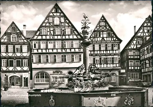 Ansichtskarte Schorndorf Marktplatz VW Käfer 1964