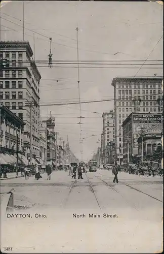 Postcard Dayton (Ohio) North Main Street, Werbung, Tram 1902