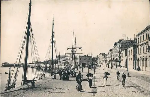 CPA Boulogne-sur-Mer Hafen Le Quai Gambetta 1909