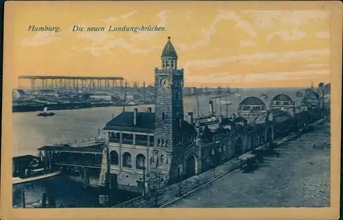 Ansichtskarte St. Pauli-Hamburg Landungsbrücken - Künstlerkarte 1924