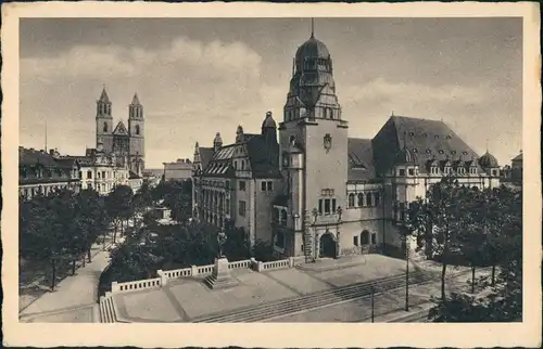 Ansichtskarte Magdeburg Kaiser-Friedrich-Museum Strassen Partie 1925