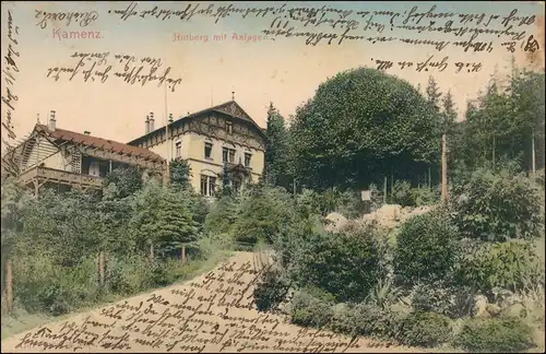 Ansichtskarte Kamenz Kamjenc Hutberg, Anlagen 1903