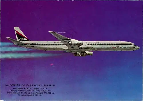 Ansichtskarte  Mc DONNELL DOUGLAS DC 8 - SUPER 61 Flugwesen - Flugzeuge 1974