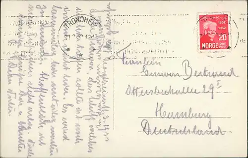 Norwegen   Norwegen Ski-Wanderer Norge Winter Norway 1933    Stempel TRONDHEIM