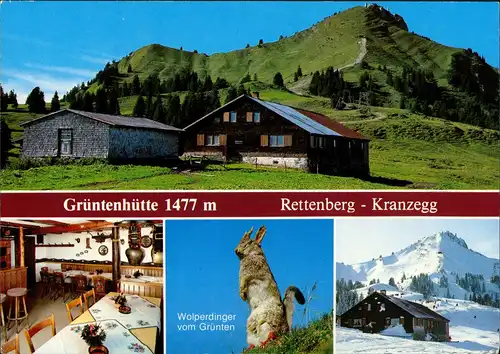 Rettenberg Grüntenhütte, 1477 m, Panorama, Kranzegg, Mehrbild-AK 1990