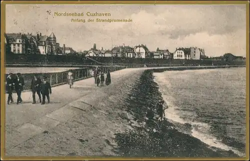 Ansichtskarte Cuxhaven Strandpromenade Goldrand 1925 Goldrand