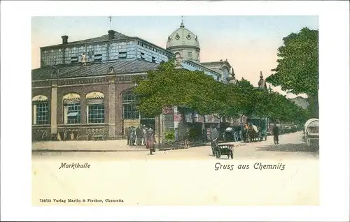 Sammelkarte Chemnitz Markthalle ca. anno 1910, Reprint Bild und Heimat 1980