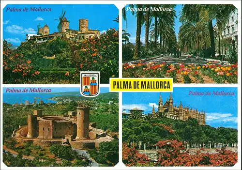 Postales Palma ( de Mallorca) Mehrbild-AK mit 4 Echtfoto-Ansichten 1990