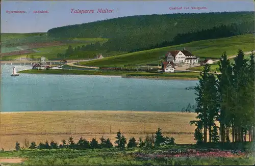 Ansichtskarte Dippoldiswalde Talsperre Malter und Gasthaus 1913