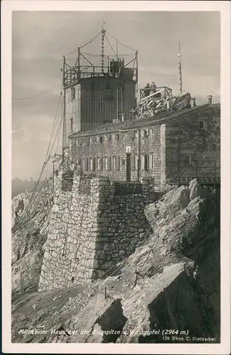 Grainau Münchner Haus (Zugspitze) Westgipfel Rietzschel-Photo AK 1940