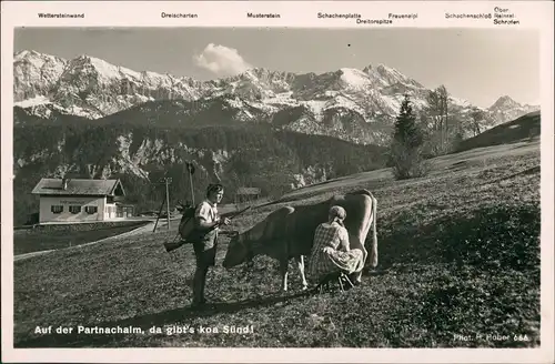 Garmisch-Partenkirchen Umland-Ansicht "Partnachalm, da gibt's koa Sünd" 1940