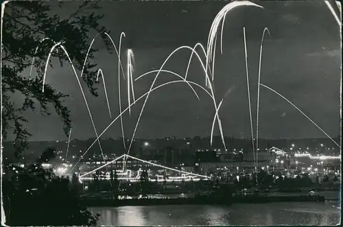 Gotenhafen (Gdingen) Gdynia  Port nocą - Feuerwerk, Abend-/Nachtansicht 1966