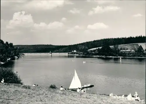 Dippoldiswalde Talsperre Malter, Strand Partie, DDR Postkarte 1977/1975