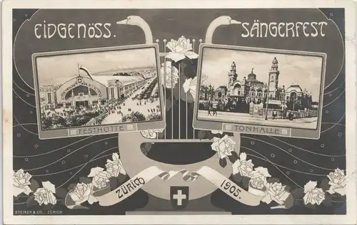 Ansichtskarte Zürich MB Eidgenöss. Sängerfest Jugenstil 1905