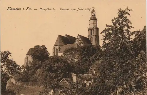 Ansichtskarte Kamenz Kamjenc Marienkirche 1915