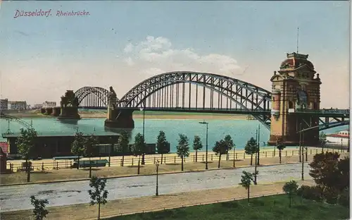 Düsseldorf Rheinbrücke Panorama-Ansicht  Rhein, Brücke (Rhine Bridge 1916