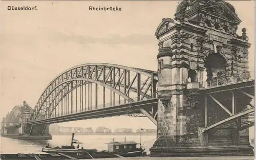 Düsseldorf Rheinbrücke Rhein Brücke, Brückenkopf Ansicht 1910
