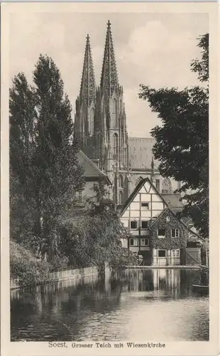 Ansichtskarte Soest Stadtteilansicht Wiesenkirche & Grosser Teich 1920