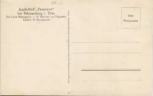Ansichtskarte Schwarzburg Jagdschloß und Fasanerie 1930