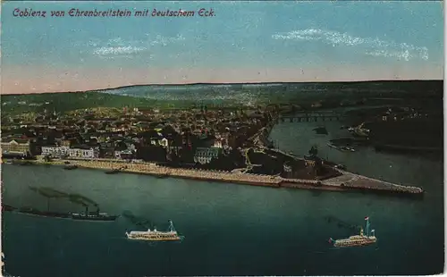 Ehrenbreitstein-Koblenz Coblenz von Ehrenbreitstein mit deutschem Eck 1920