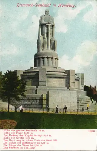 Ansichtskarte St. Pauli-Hamburg Bismarck-Denkmal (Monument) 1907