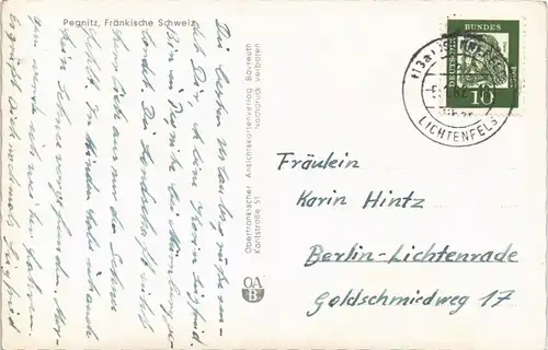 Pegnitz (Oberfranken) Panorama-Ansicht Gesamtansicht aus d. Vogelschau 1962